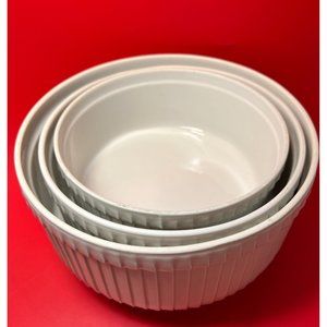 VIntage Pilivite France Souffle Nesting Bowls Baking Set of 3 Ceramic White Gift